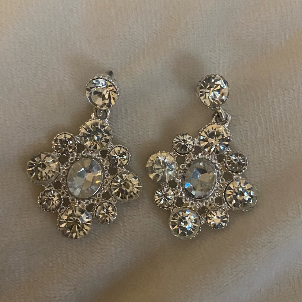 Vintage Silver Crystal Earrings